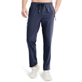 Boladeci Mens Athletic Pants Lightweight Quick Dry Breathable Elastic Waist Zip Pockets Outdoor Jogger Casual Travel Fishing Gym Clothing Hiking Pants Navy Blue 36