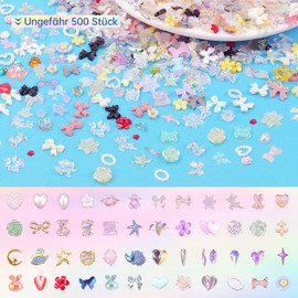 Coolon 500 Stück Mischen Nagel Charms Dekorations, 3D Nail Dekorationen Kunstharz,Nagel Strasssteine für Nagelkunst-Dekorationen, Designs, DIY-Bastelzubehör