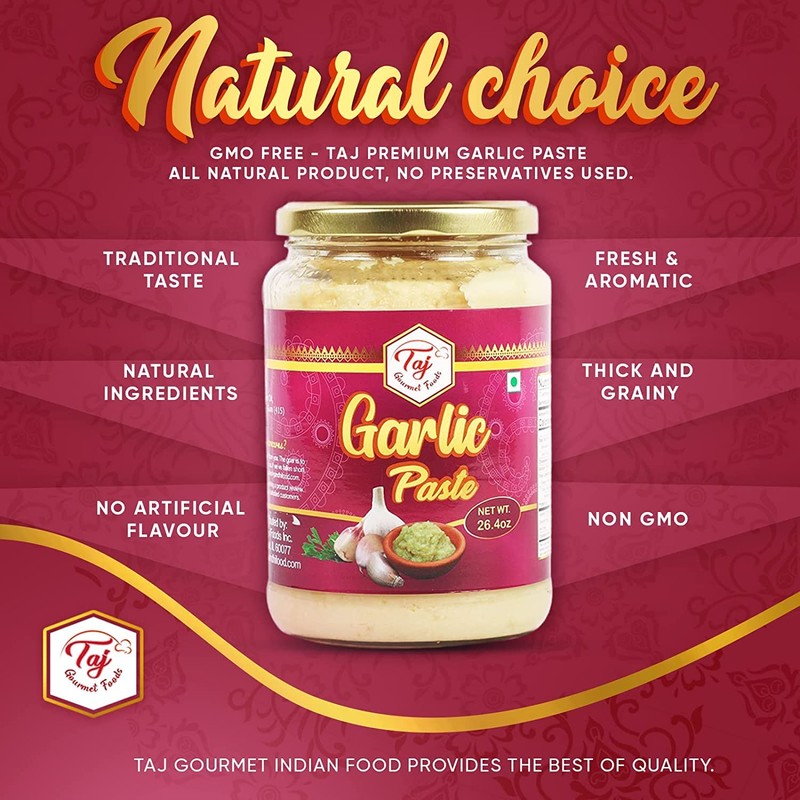 TAJ Garlic Puree | Fresh Garlic Cooking Puree | 300g