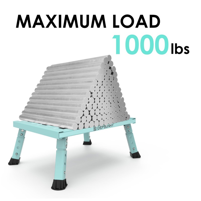 DEPSUNNY Adjustable Height Aluminum RV Step, Stable Foldable Platform Step