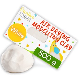 Creative Deco Air Dry Clay | 500g White Clay | Air Drying Clay Perfect Modelling Clay for Kids, Adult, Teenagers and Artist in Craft & DIY Projects | Self-Hardening & Non-Sticking Polymer Clay