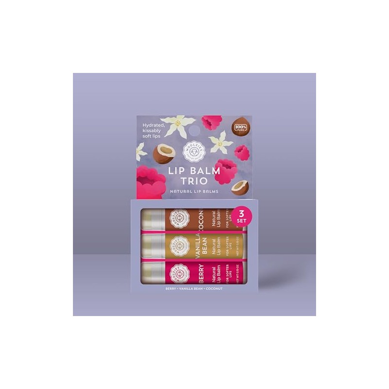 Lip Balm Set: All-Natural Shea Butter, Beeswax, Coconut Oil, Vitamin
