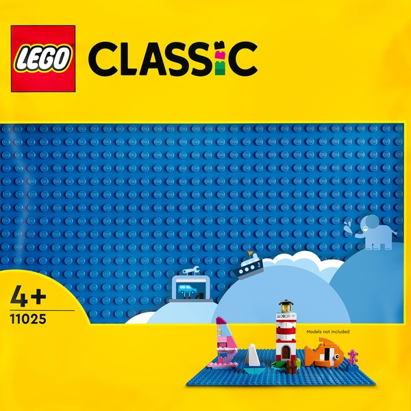 LEGO 11025 Classic Blue Baseplate, Construction Toy for Kids, Building Base, Square 32x32 Build and Display Board
