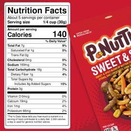 P-Nuttles Sweet & Spicy Snack Mix, 14oz Resealable Bag (Pack of 1) - Butter Toffee Covered Peanuts w/ Sesame Sticks, Chili Crescents, Corn Sticks & Roasted Corn - Kosher Certified Sweet & Spicy Snacks