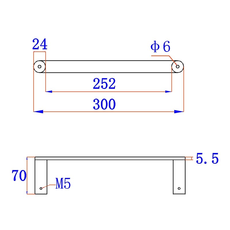 ACA International 300mm Single Hand Towel Rack Rail 304 Stainless