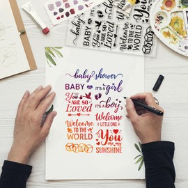 GLOBLELAND New Born Text Clear Stamps Blessings Words Decoration Silicone Clear Stamp Seals for DIY Scrapbooking Journals Decorative Cards Making Photo Album DIY Craft
