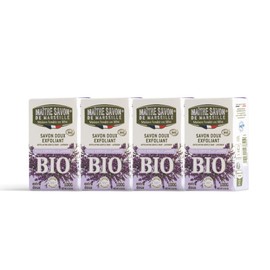 [Value Set of 4] Maitre Savon de Marseille Savon de Marseille Lavender 3.5 oz (100 g), Bio Soap, Scrubbed, Eco-Friendly