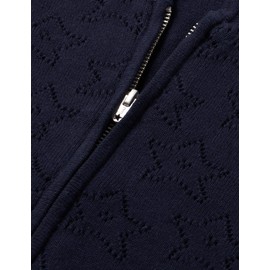 IKKS Baby Boys Gilet Bleu Marine À Capuche Étoiles Ajourées Cardigan, Navy, 3 Months, navy