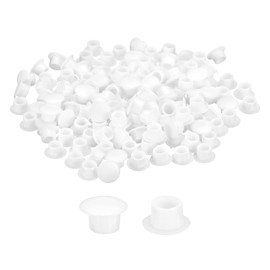 uxcell 150Pcs Screw Hole Plugs, 8mm(5/16") Dia Plastic Round Button Plugs Snap in Locking Hole Covers Flush Type Caps for Furniture Cabinet, White