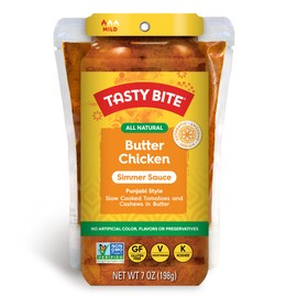 Tasty Bite Punjabi Style Butter Chicken Simmer Sauce, 7-Ounce 5-Pack, 3-4 Servings, Vegetarian, Tomatoes & Cashews in Butter