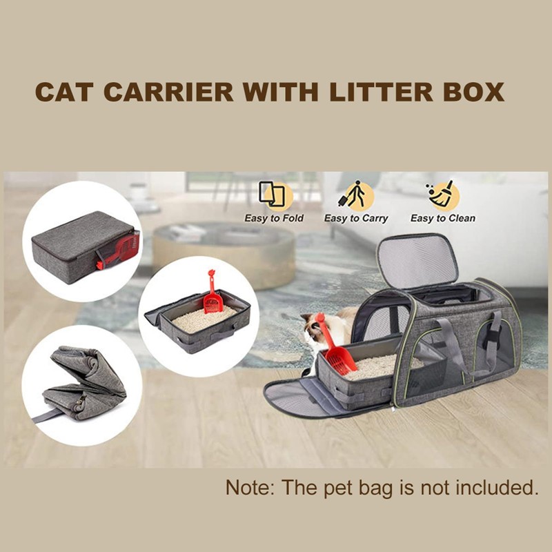 Cat Travel Litter Box, Portable Collapsible Litter Box with Lid,