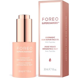 FOREO SUPERCHARGED Aceite facial nocturno - Sérum antiedad oleoso con vitamina E de semilla de camelia japonesa y aceite de aguacate - Todo tipo de pieles - Vegano y cruelty-free - 30 ml