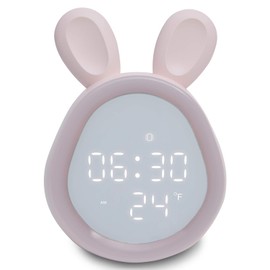 Cozy Villa Digital Alarm Clock with Night Light and Temperature Display, Cute Alarm Clocks for Kids Toddlers Adults, Pink Alarm Clock for Bedroom Home Office, Adjustable Volume and Brightness