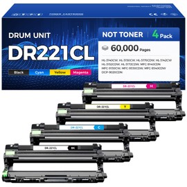 DR221CL Drum Unit (Not Toner) 4-Pack Compatible Brother DR-221CL Imaging Drum for MFC-9130CW HL-3170CDW MFC-9340CDW HL-3140CW 3150CW MFC-9330CDW 9140CDN DCP-9020CDN Printer Black Cyan Yellow Magenta