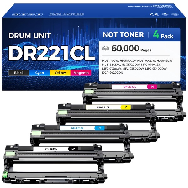 DR221CL Drum Unit (Not Toner) 4-Pack Compatible Brother DR-221CL Imaging