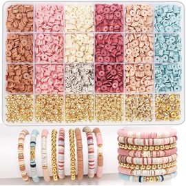 Srechee Clay Beads Bracelet Kit Friendship Bracelet Making Kit Golden Beads Clay Beads Kit for DIY Jewelry Making Birthday Gift