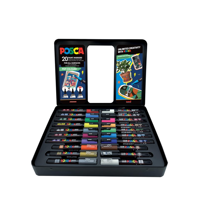 Uni-Ball 186832 - POSCA Marker Set, 20 Acrylic Pens in