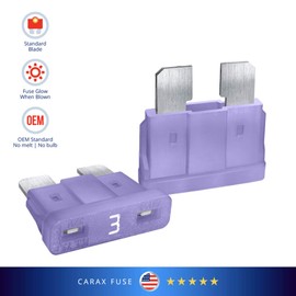 CARAX Glow Fuse – Premium Fuse Standard/Regular Blade ATC/ATO/ATS – 3A Kit 1 pcs – Glow When Blown LED Automotive Fuse – Smart Auto Glow Fuse Easy Identification – 1 pcs.