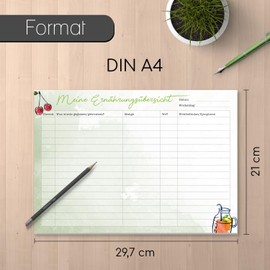 Writing Pad - My Nutrition Overview I dv_306 I DIN A4 I Food Plan Nutrition Plan Daily Plan Organiser Notepad for Tearing Off and Filling Green
