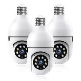 Noahtec Light Bulb Security Camera,2.4/5Ghz-3MP Camera，Motion Detection, Sound Alarm, Two-Way Audio, Alexa Compatible WiFi Home WiFi PanTilt - Color: 3 Pack