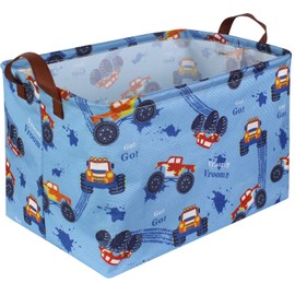 Sanjiaofen Sanjiaofen Rectangular Monster Truck Basket Organizer.Kids Basket ,Boys Storage Basket with Handles.Car Basket for Kids,Toys Bins,Books,Kid's Gifts Storage. (Monster Trucks )