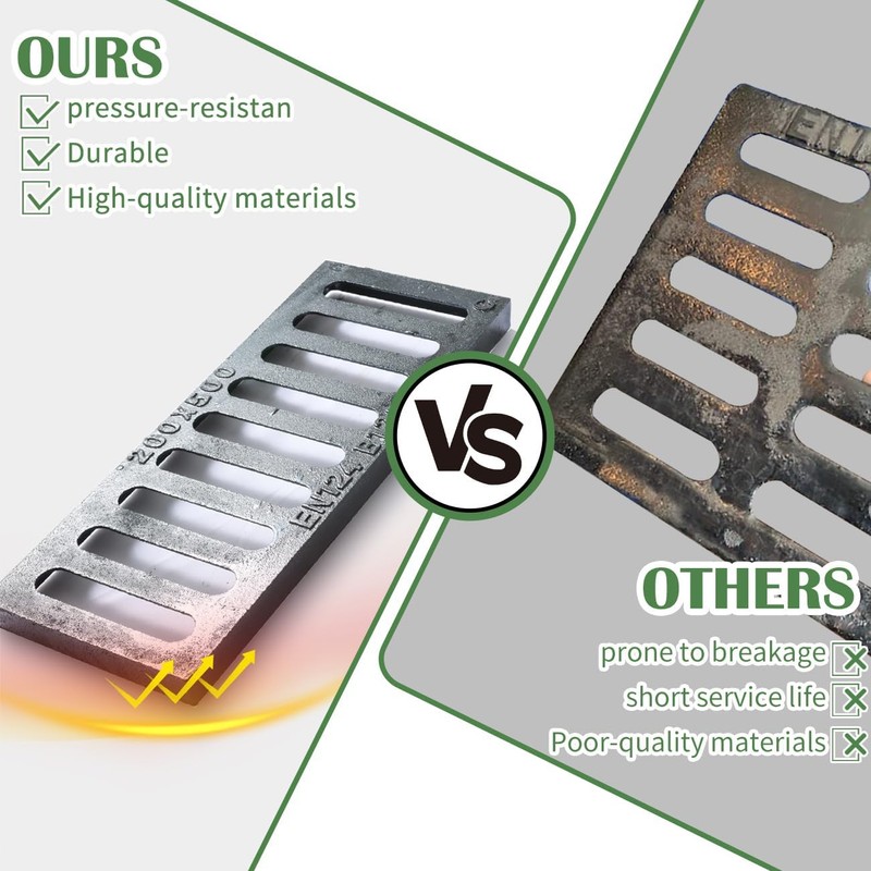 Cast Iron Drain Grate, 8 * 20in Heavy Duty Outdoor