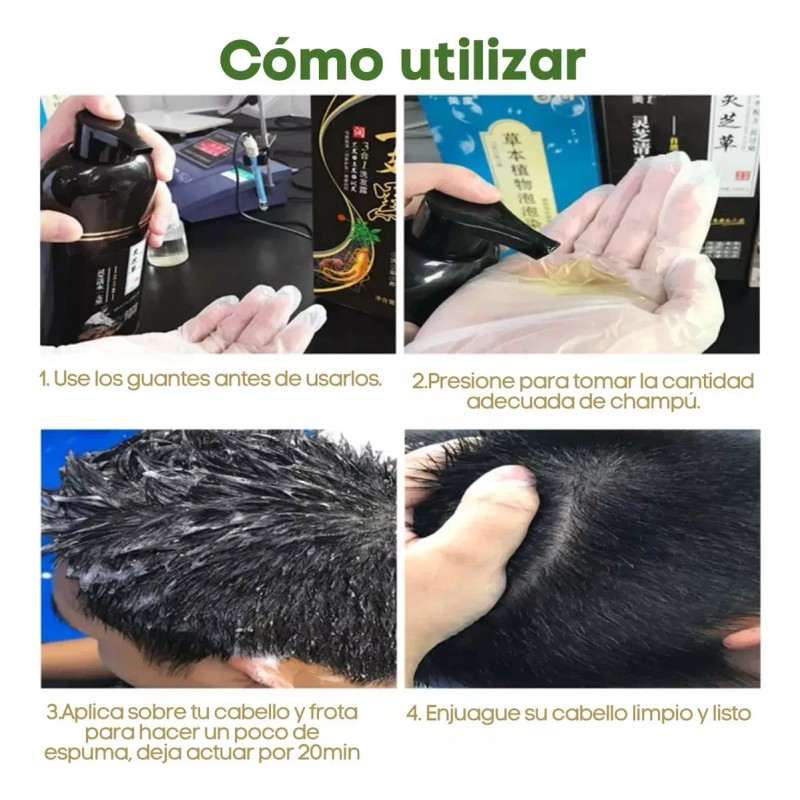 Shampoo Tinte Instantneo Cubre Canas Negro 500ml