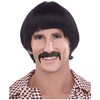 Black 60's Hippie Wig For Men Sonny Wig and Mustache