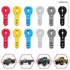 DAOKI 12PCS Servo Horn 25T Aluminum M3 Threads Metal Steering 6 Color Red Blue Grey Sliver Yellow Black Servo Aceessories for RC Car Truck Buggy Airplane