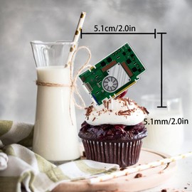 18pcs Glitter Hard Disk Dessert Cupcake Topper Power Electrician Lineman Theme Decor Supplies Boy Man Happy Birthday Party Decorations