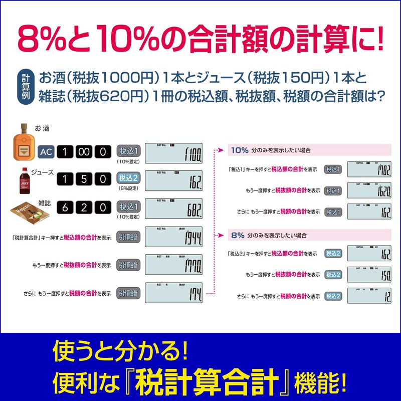 CASIO DF-200RC-N Reduction Tax Rate Calculator, 12-Digit Tax Calculator, Total