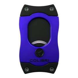 Colibri S-Cut II Cigar Cutter Blue/Black - 26 mm Double Cut - Ring Sizer 66 - Lock Button - Stainless Steel Blades - Ergonomic Design