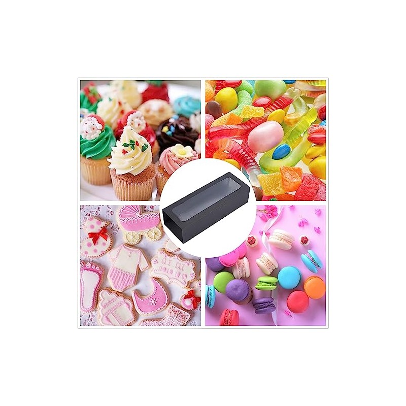 GUIFIER 30 Pack Kraft Macaron Boxes with Window, Small Macaron