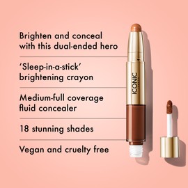 ICONIC LONDON Radiant Concealer & Brightening Duo | Creamy Liquid + Brightening Crayon Dual Ended Concealer, Cruelty Free, Vegan Makeup (Warm Rich) 0.08 oz