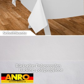 ANRO Oilcloth Tablecloth, Washable, Oilcloth, Garden Tablecloth, Outdoor, Indoor, 100 x 140 cm, Cut Edge, White