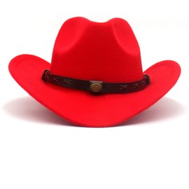 Faringoto Cowboy Hat for Men Women Classic Felt Wide Brim Western Cowgirl Hat, Wine and black