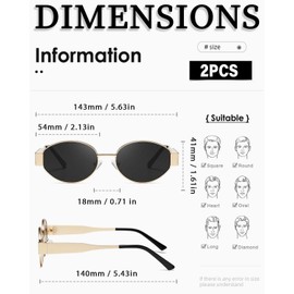 KGDUYC Retro Sunglasses Women Men Fashion Sunglasses Oval Metal Trendy Classic UV400 Protection Sunglasses – Grey Lenses, black
