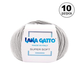 Knitting yarn 100% pure merino new wool extra fine, line super soft by Lana Gatto, made in Italy, high-quality yarn for crochet and hand knitting, 500 g, 1250 metres (light grey - 20741, 10)