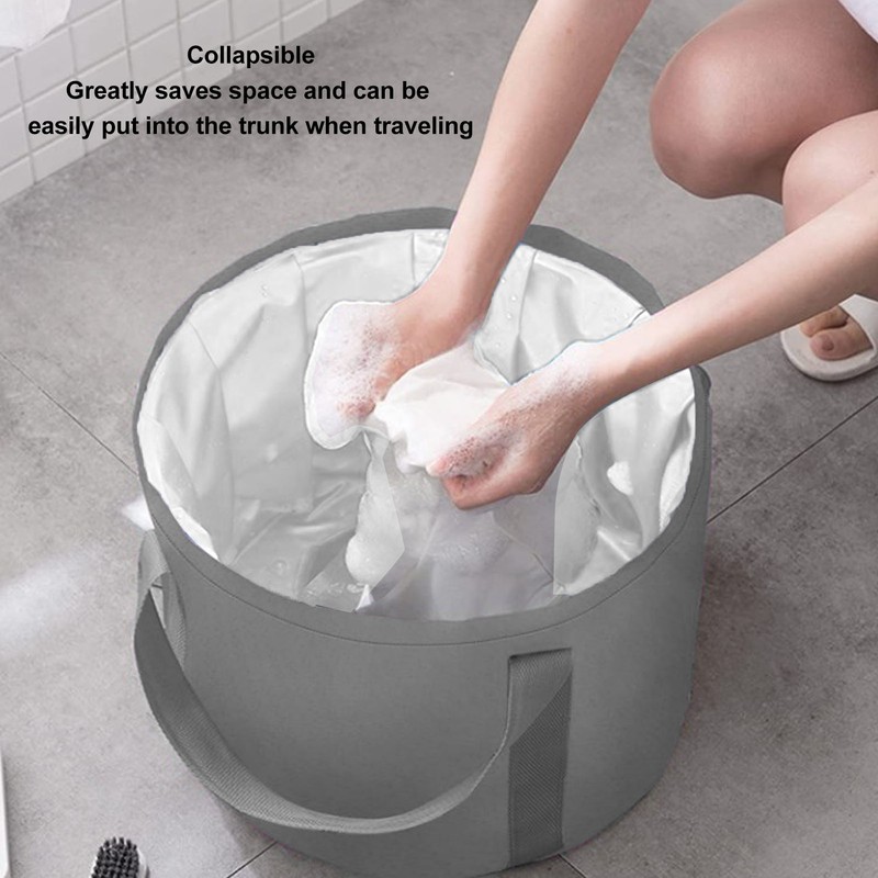 Foldable Foot Tub Polyester Double Layer Collapsible Camping Bucket with