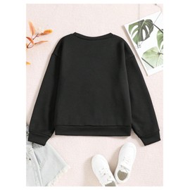 SweatyRocks Girl's Leopard Print Graphic Sweatshirt Crewneck Long Sleeve Pullover Tops Black 11Y