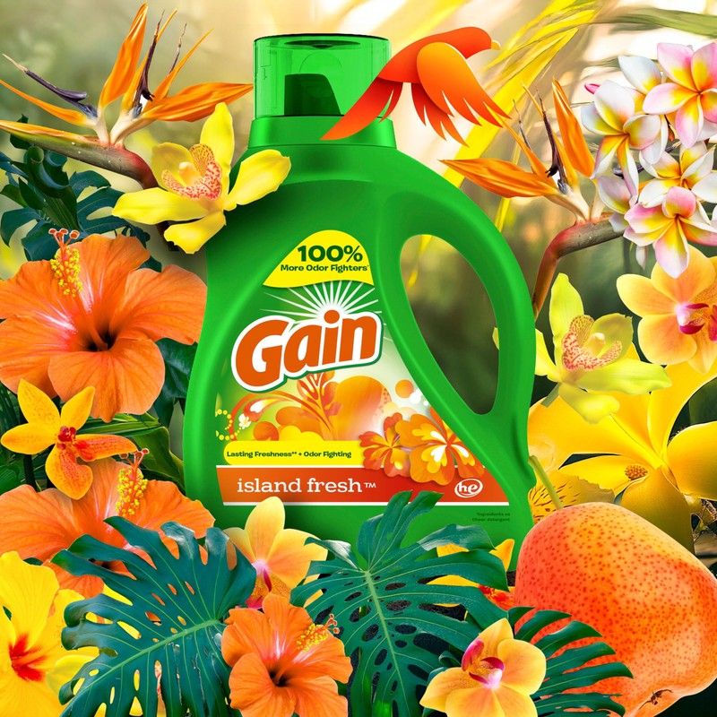 Gain + Aroma Boost Liquid Laundry Detergent, Island Fresh Scent,