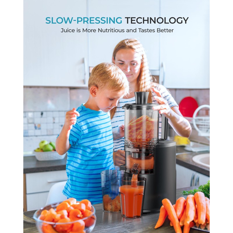Cold Press Juicer, EUHOMY 5.5" Extra Large Feed Chute Slow