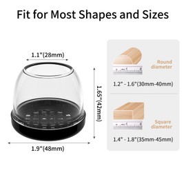 Ezprotekt 2 inch Round-transparent Furniture Cups Chair Leg Caps, Chair Leg Covers Smooth Moving Chair Feet Protectors