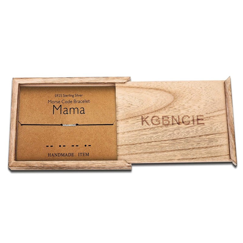 KGBNCIE Mama Bracelet Morse Code Jewelry Gift for Mom Sterling