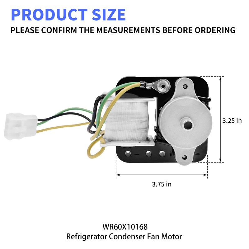 WR60X10168 Condenser Fan Motor Compatible with GE Hotpoint Refrigerators Replaces