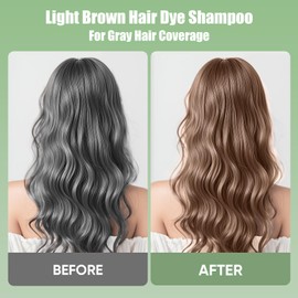 FARNDU Light Brown Hair Dye Shampoo for Gray Hair Coverage - 3 In 1 Natural Color Shampoo for Women & Men, Champu Para Canas Mujer