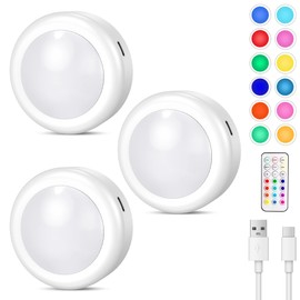 Cadrim RGBW Wireless Cabinet Lighting RGBW 13 Colours LED Night Light with Remote Control and Timing Function, Pack of 3