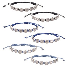 WEBEEDY Pack of 6 Medal Adjustable Cord Bracelets Rosary Bracelet Gifts for Women Men