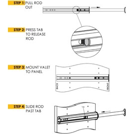 TAG Hardware Premium 14 1/8 Inch Long Expendible Pullout Closet Wardrobe Valet Rod (Matte Gold)