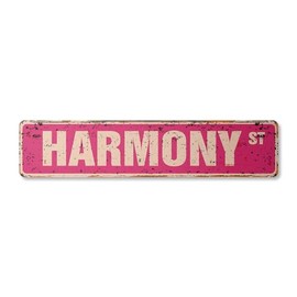 HARMONY Vintage Plastic Street Sign Childrens Name Room Sign | Indoor/Outdoor | 18" Wide